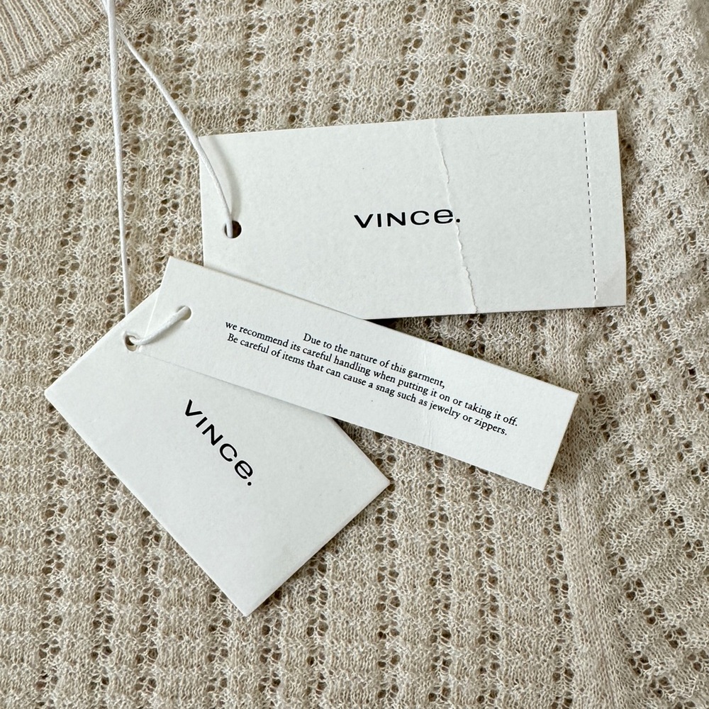 NWT Vince Off-White Waffle-Knit Cashmere-Silk Henley Sweater | Size S - Picture 6 of 16
